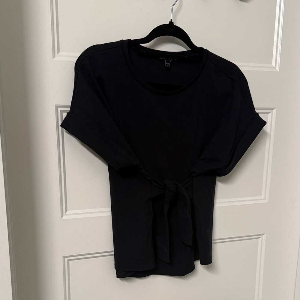 Express Black Tie-Front Short Sleeve Top